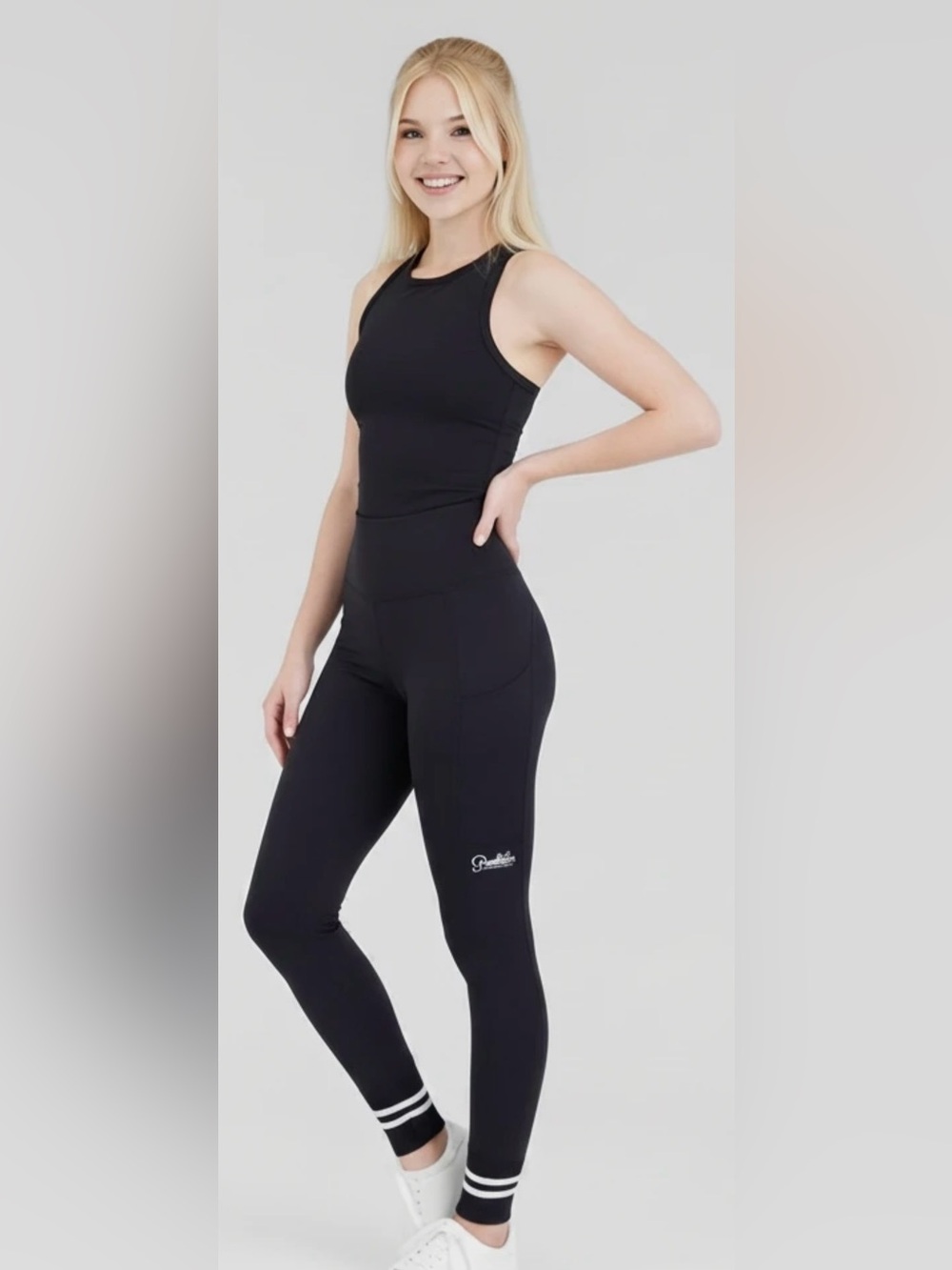 Bombshell Sportswear Black Ribbed Cuff Leggings Size Small